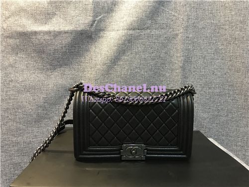 Replica Chanel le boy bag calfskin with black ruthenium hardware