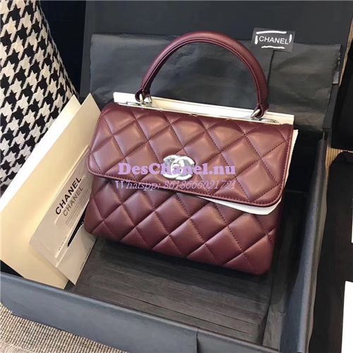 Replica Chanel Small Trendy CC A92236 wine red Flap Bag With Metal Pla