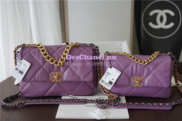 Replica Chanel 19 Large Flap Bag AS1161 Lambskin Purple