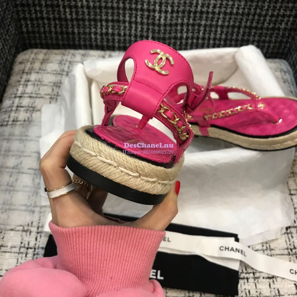 Replica Chanel Lambskin Pink Sandals G36921