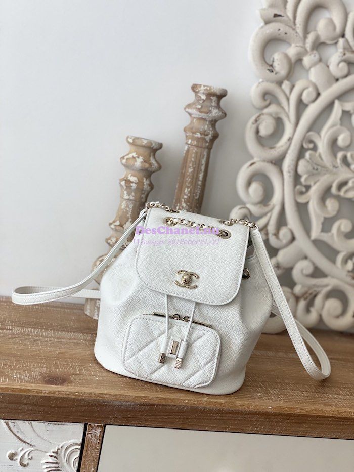 Replica Chanel Mini Business Affinity Backpack AS3530 White