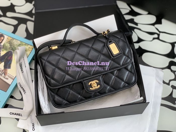 Replica Chanel Small Flap Bag With Top Handle Grained Calfskin AS3653