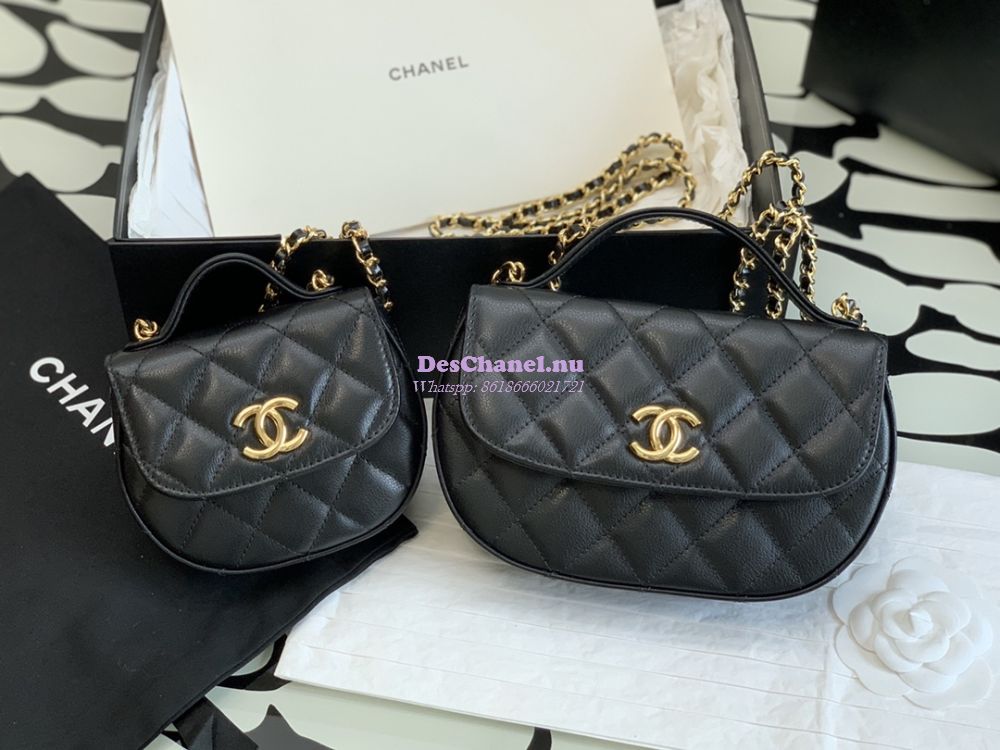 Replica Chanel Clutch With Chain Shiny Aged Calfskin AP3378 Black