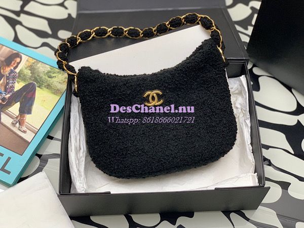 Replica Chanel Tweed Hobo Handbag AS3562 Black