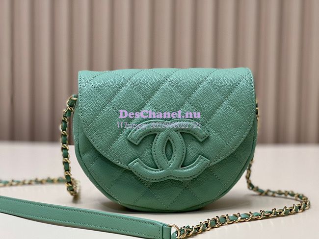 Replica Chanel Mini Messenger Bag Grained Calfskin AS3867 Light Green