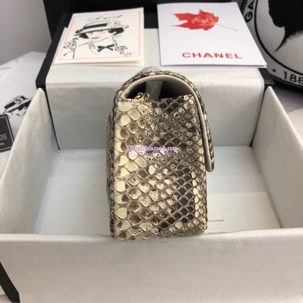 Replica Chanel Python Small 20cm Classic Flap Bag Dusty Pink
