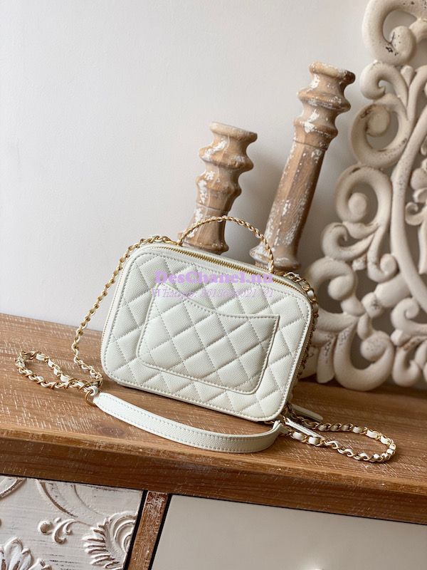Replica Chanel 22SS Vanity Case Grained Calfskin AS3222 White