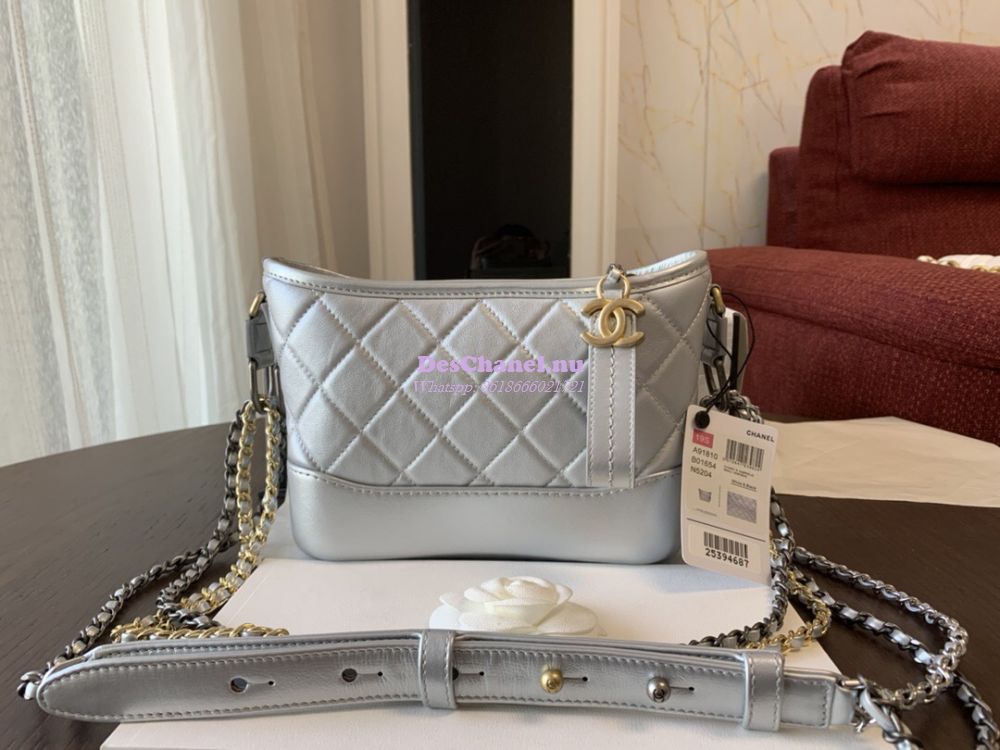 Replica Chanel Gabrielle Hobo Bag Metallic Silver A91810
