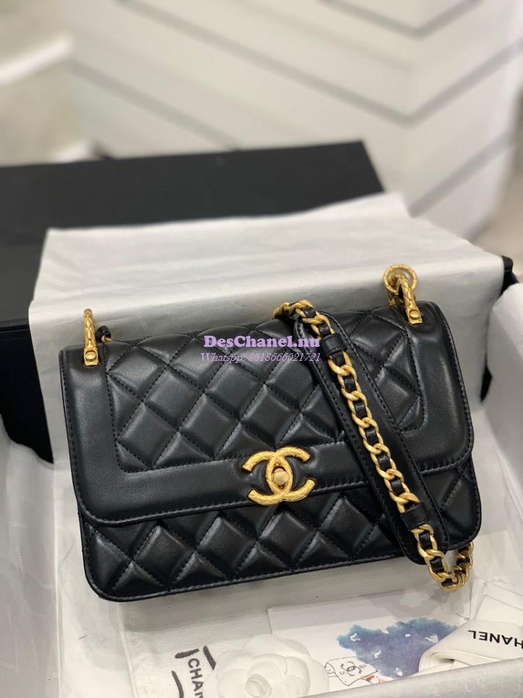 Replica Chanel 21K Vintage Calfskin Small Flap Bag AS2715 Black