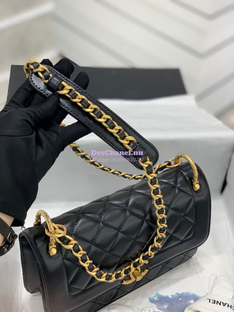 Replica Chanel 21K Vintage Calfskin Small Flap Bag AS2715 Black