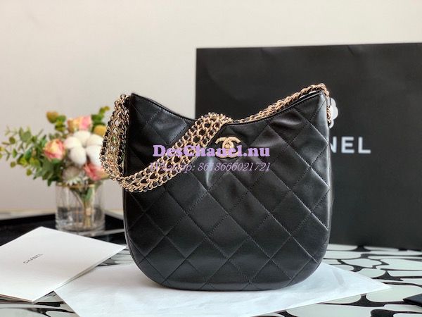Replica Chanel Hobo Bag in Lambskin AS3153 Black