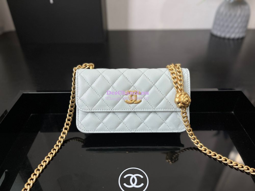 Replica Chanel 23P Flap Phone Holder With Chain Camellia Crush AP3298