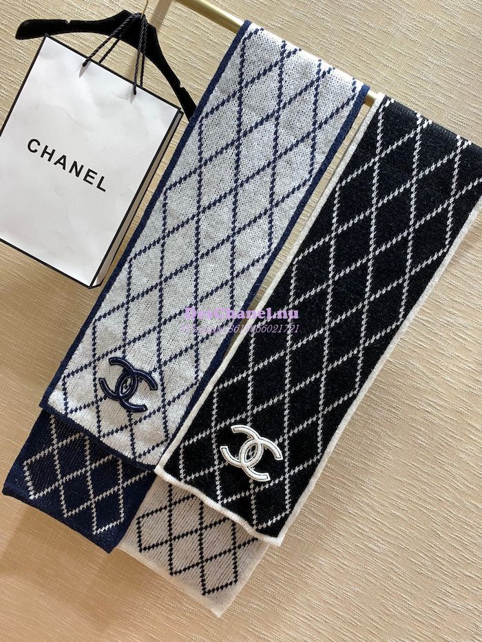 Replica Chanel 21k Cashmere Scarf CC 8492 Blue
