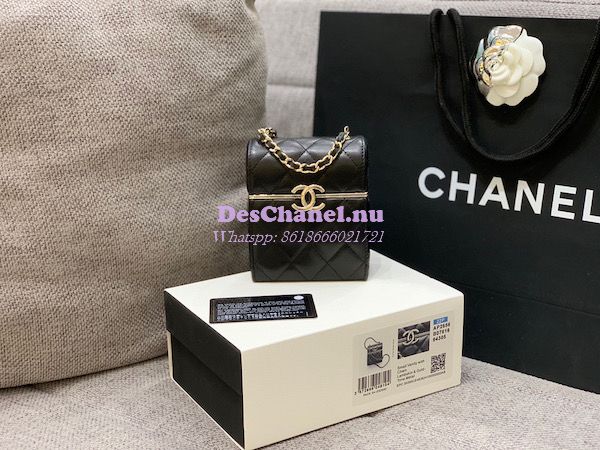 Replica Chanel Small Box With Chain in Lambskin AP2656 Black