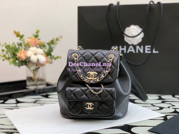Replica Chanel 22SS Mini Duma Backpack in Lambskin AS2908 Black