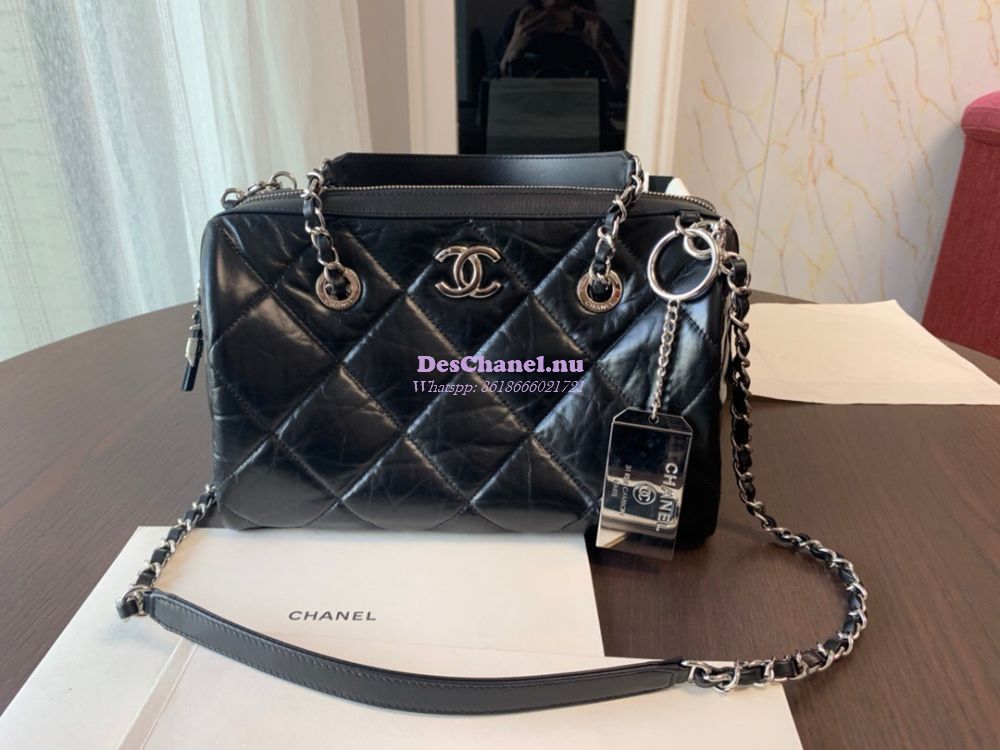 Chanel Small Bowling Bag in Calfskin AS1321 Black