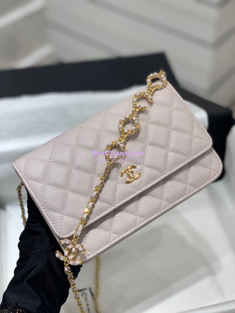 Replica Chanel Coco Wallet On Chain WOC in Grained Calfskin AP2298 Lig