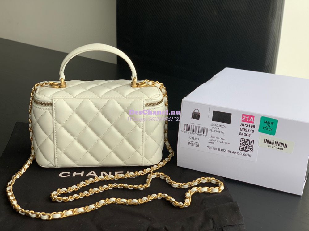 Replica Chanel Lambskin Vanity With Chain and Top Handle AP2199 White