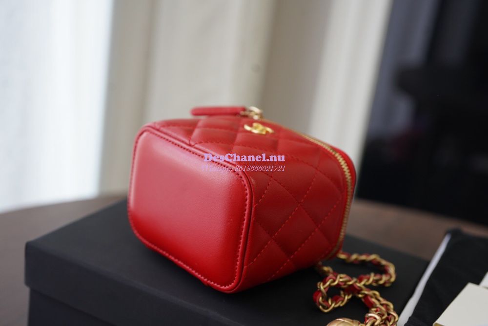 Replica Chanel Mini Vanity With Charm Chain in Lambskin AP1447 Red