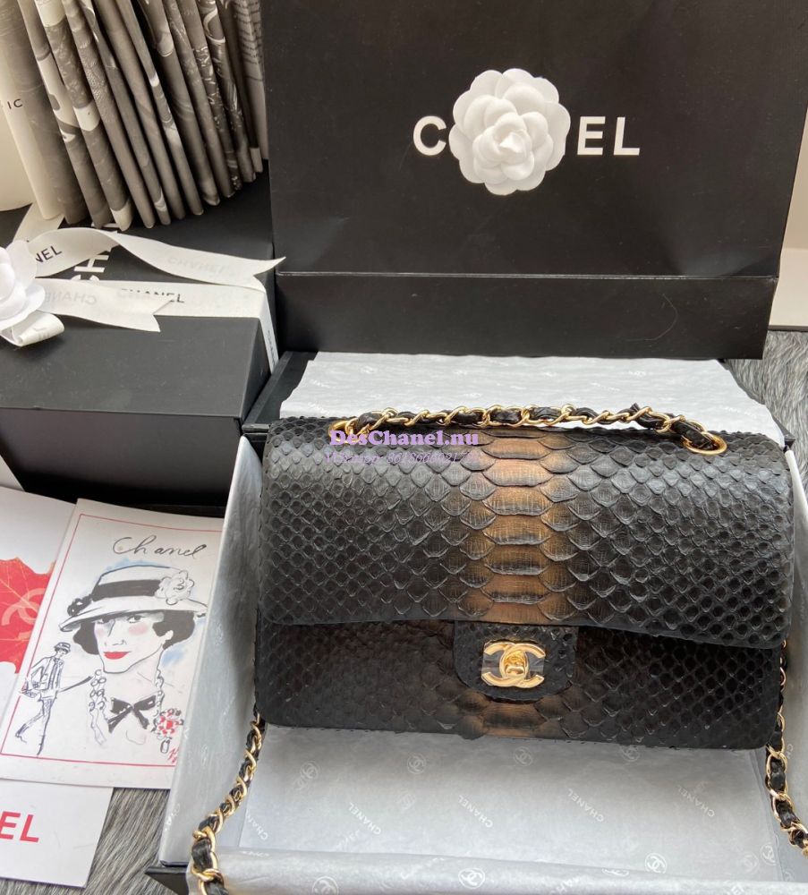 Replica Chanel Python Leather CF Classic Flap Bag 29