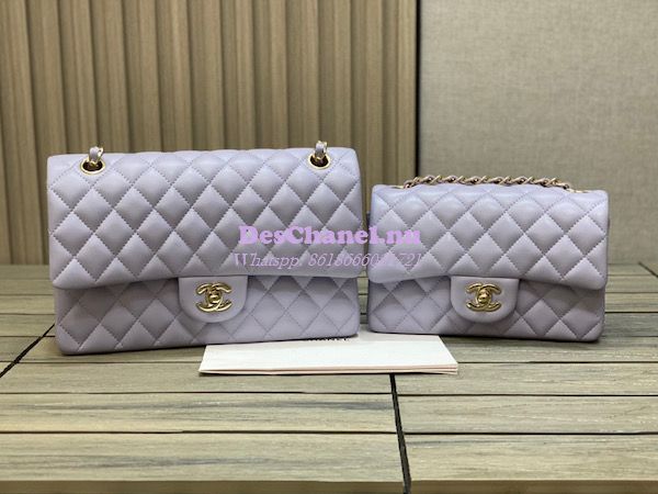 Chanel Grey-Blue Lambskin Maxi Classic Single Flap Bag ○ Labellov