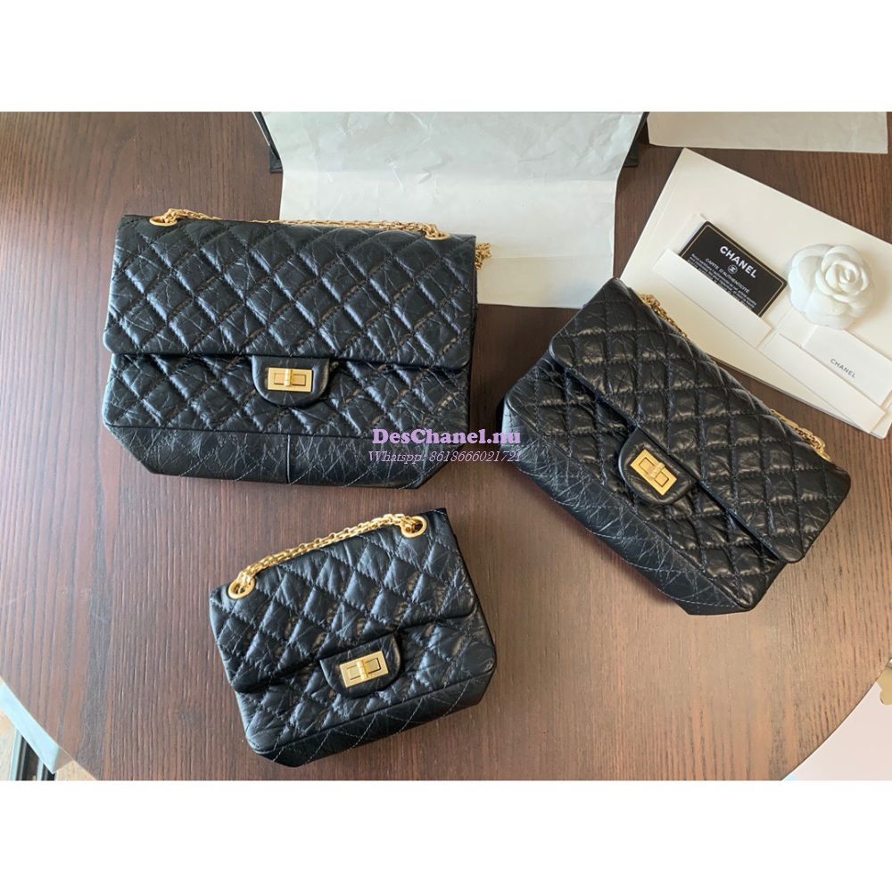 Replica Chanel Reissue 2.55 Classic Flap Bag in Aged Calfskin in Black