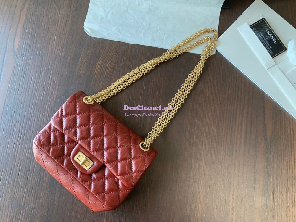 Replica Chanel Reissue 2.55 Small Flap Bag in Aged Calfskin in Claret
