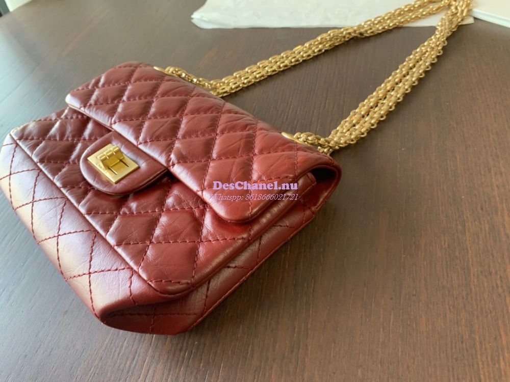 Replica Chanel Reissue 2.55 Small Flap Bag in Aged Calfskin in Claret