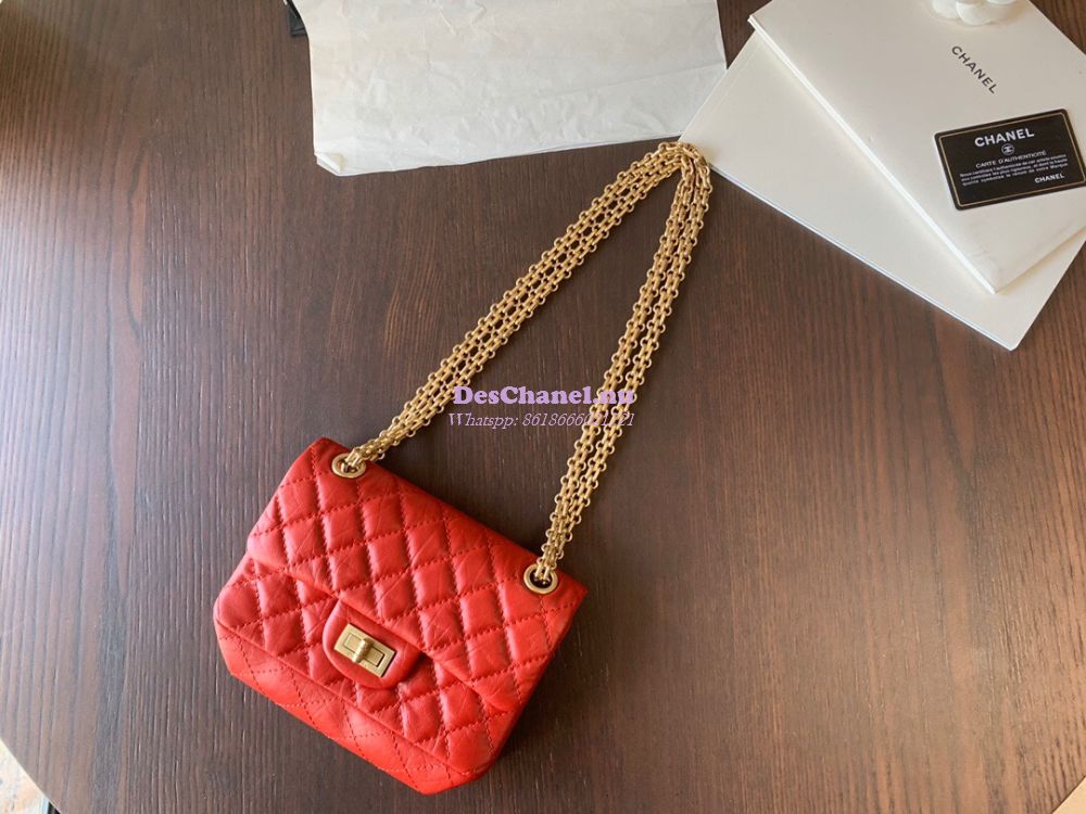 Replica Chanel Reissue 2.55 Small Flap Bag in Aged Calfskin in Red