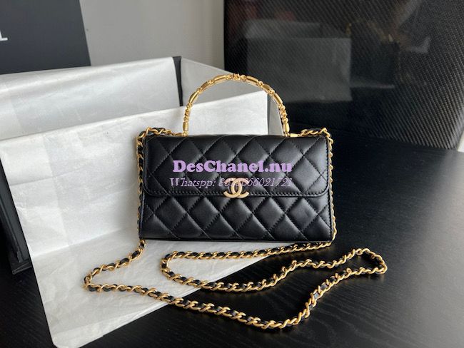 Replica Chanel Flap Phone Holder With Chain in Lambskin with Enamel Ha