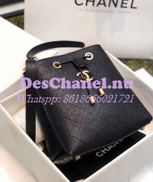 Replica Chanel Grained Calfskin Drawstring Bag AS0310 Black